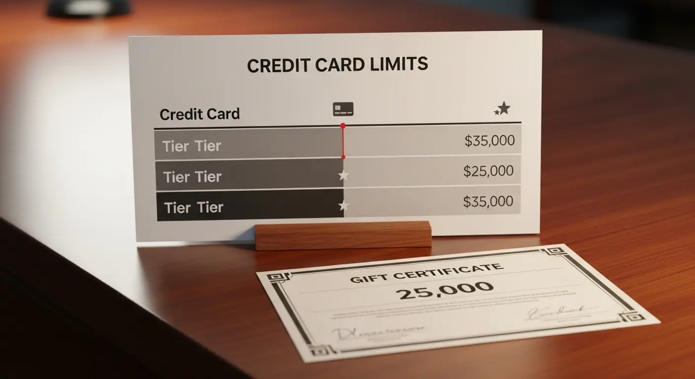 신용카드 한도표와 상품권이 함께 놓여 있는 장면