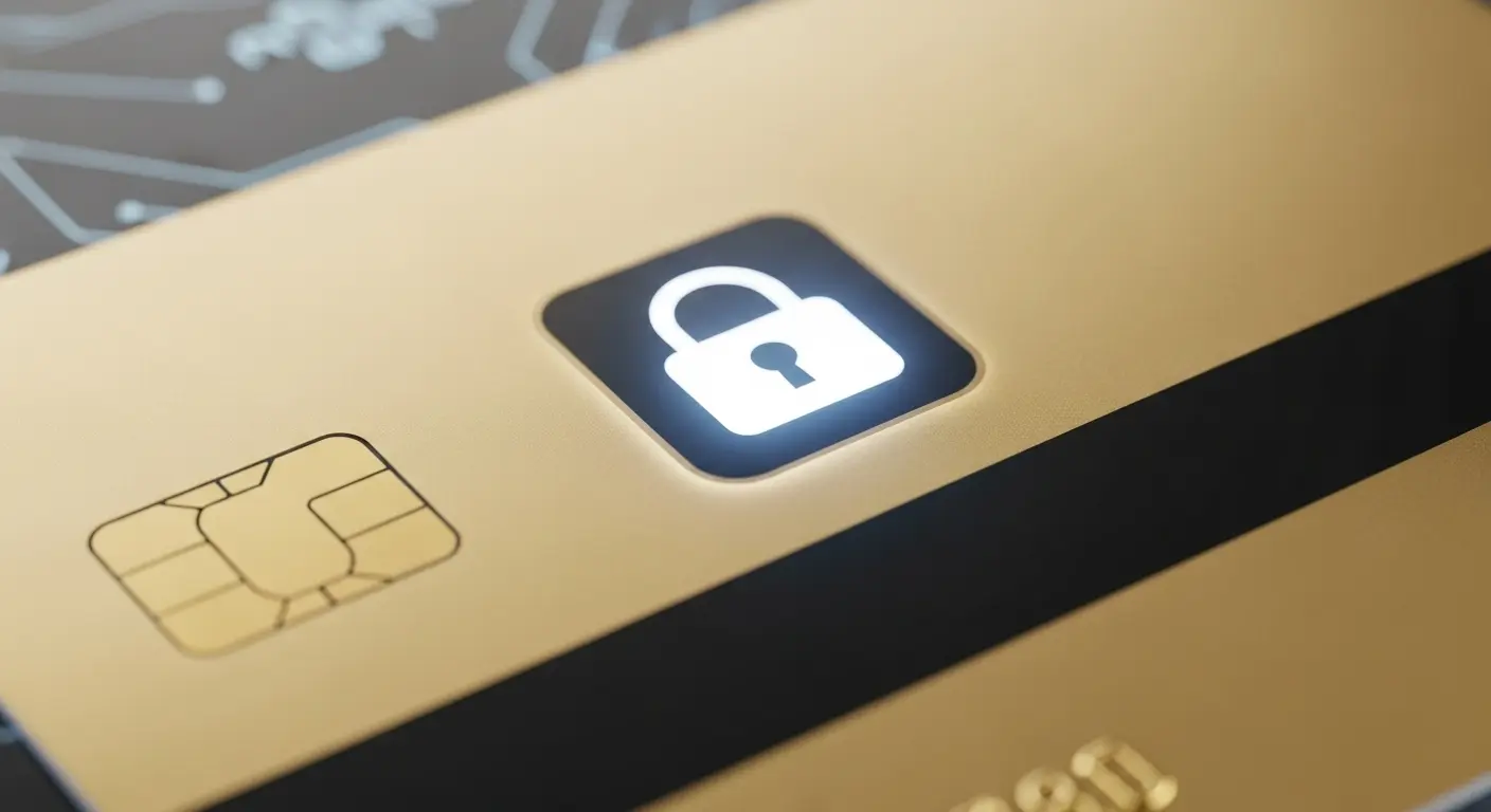 보안 자물쇠와 신용카드를 함께 표현한 안전 거래 이미지