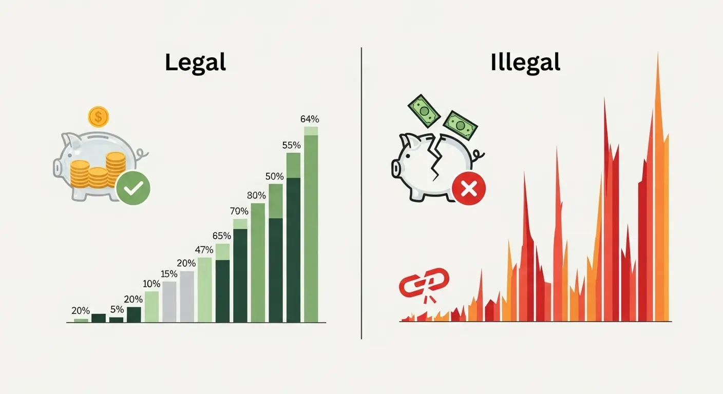 합법 vs 불법 신용카드현금화 수수료 비교 차트