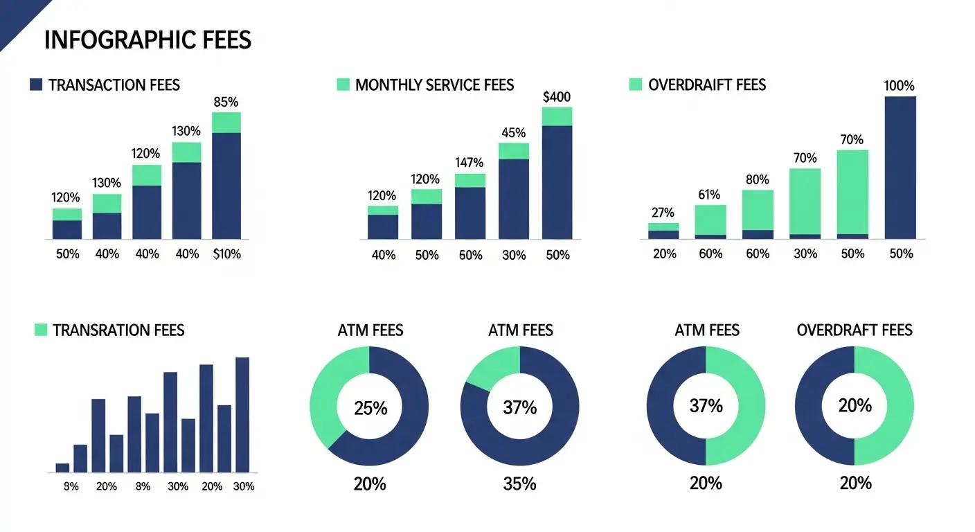 여러 유형의 금융 수수료를 그래프로 비교한 모던 인포그래픽