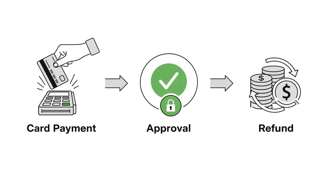 신용카드 결제 후 환불 기반의 합법적 유동화 구조를 나타내는 이미지