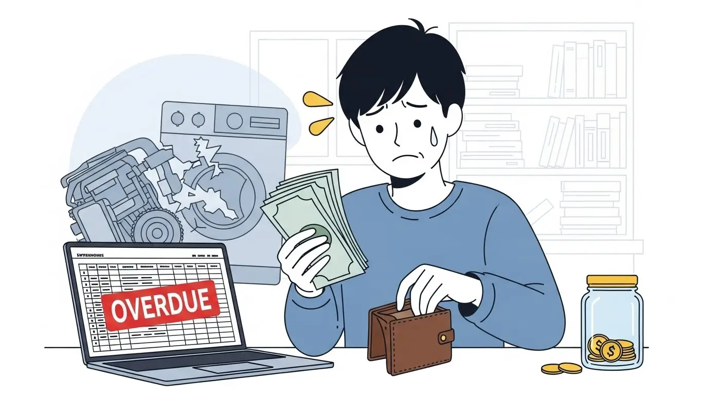 급전이 필요해 신용카드 활용을 고민하는 소비자 일러스트