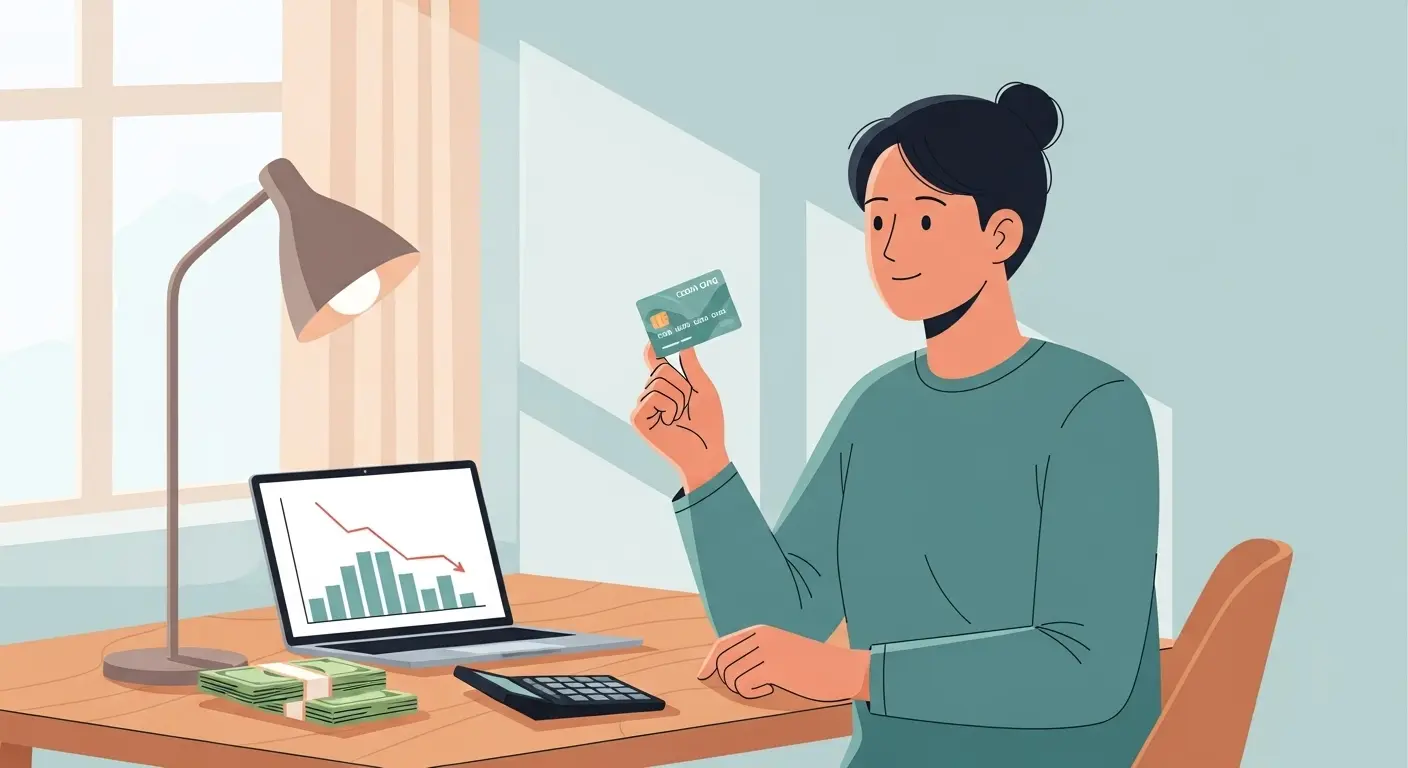 신용카드 현금화를 고민하는 소비자 일러스트